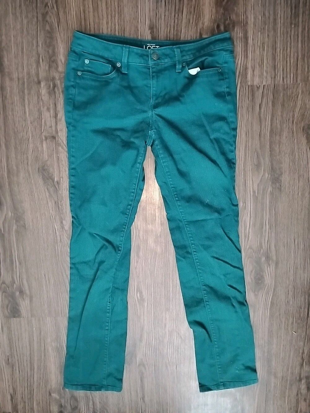 Loft Jeans Women's Size 4 Modern Straight Green Blue Denim Low Mid Rise Stretch
